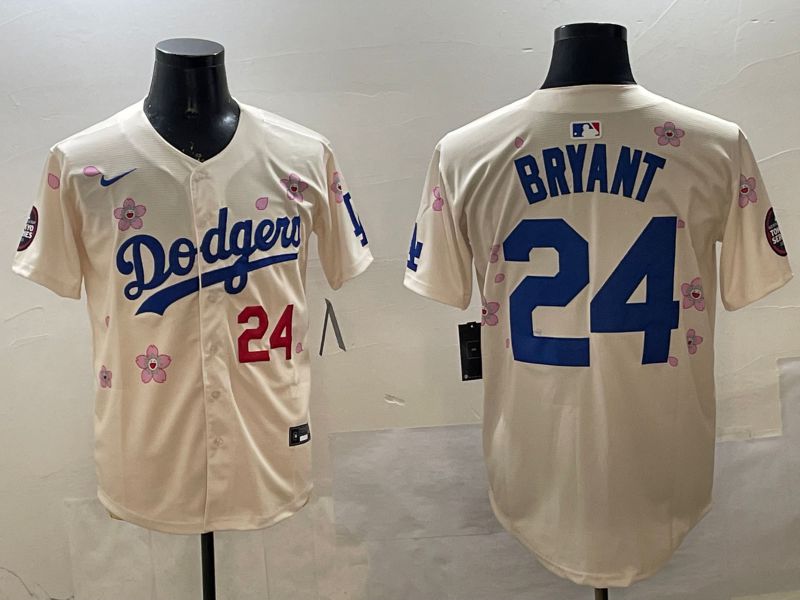 Men Los Angeles Dodgers 24 Bryant Cream Sakura Edition 2025 Nike MLB Jersey style 6